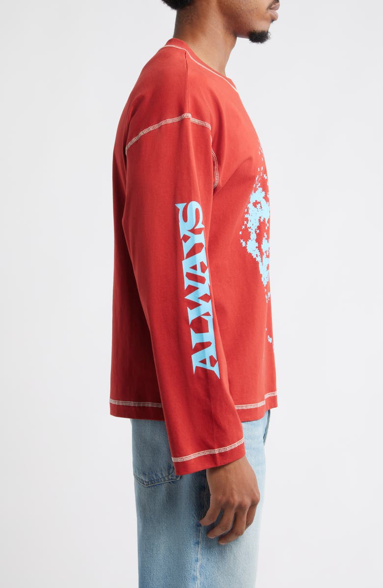 JUNGLES Always Good Long Sleeve Cotton Graphic T-Shirt, Alternate, color, Rust