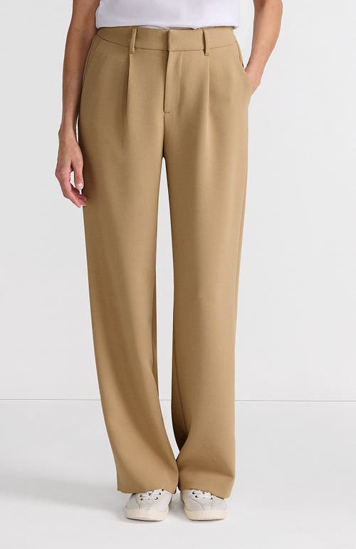 Lands' End Crepe High Rise Pleated Wide Leg Pants In Desert Tan