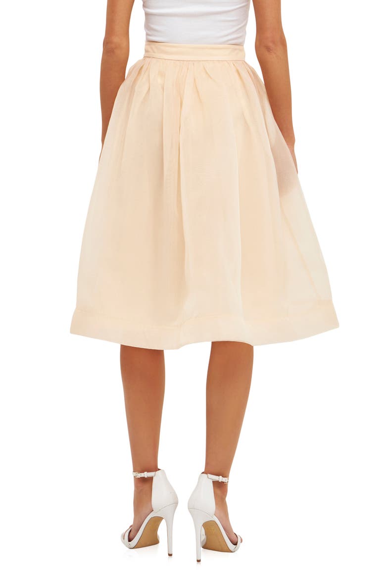 Organza Fit & Flare Midi Skirt, Alternate, color, CREAM