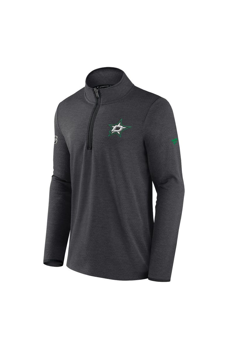 FANATICS Men's Fanatics Branded Heather Charcoal Dallas Stars Authentic Pro Rink Quarter-Zip Jacket, Alternate, color, 