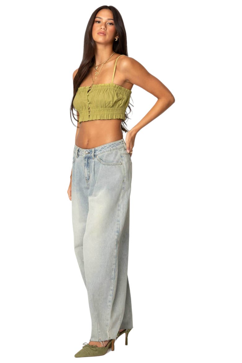 Alda Linen & Cotton Crop Top, Alternate, color, GREEN