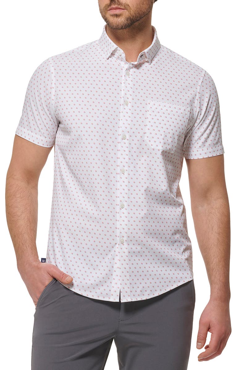 Mizzen+Main Leeward Neat Stretch Performance Short Sleeve Button-Up Shirt, Main, color, 