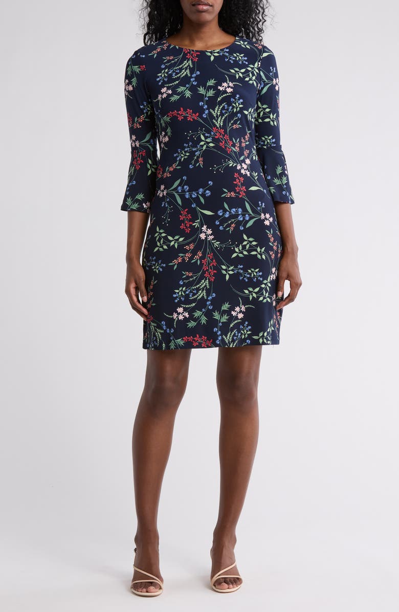 Tommy Hilfiger Floral Spray Bell Sleeve Jersey Shift Minidress, Main, color,