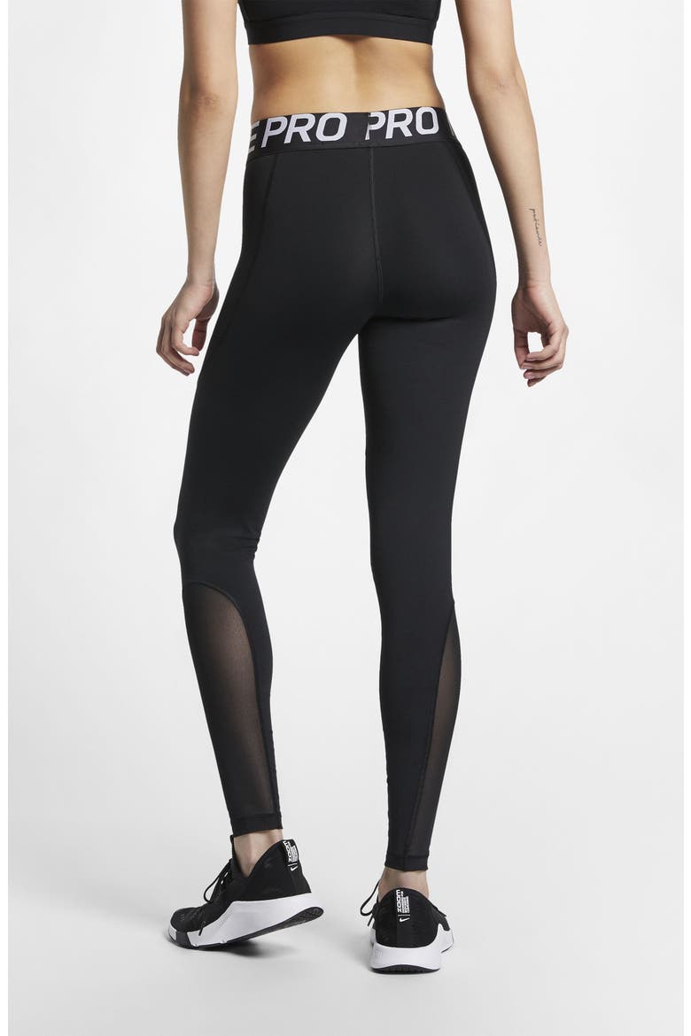 Pro Mesh Logo Tights, Alternate, color, BLACK/ WHITE