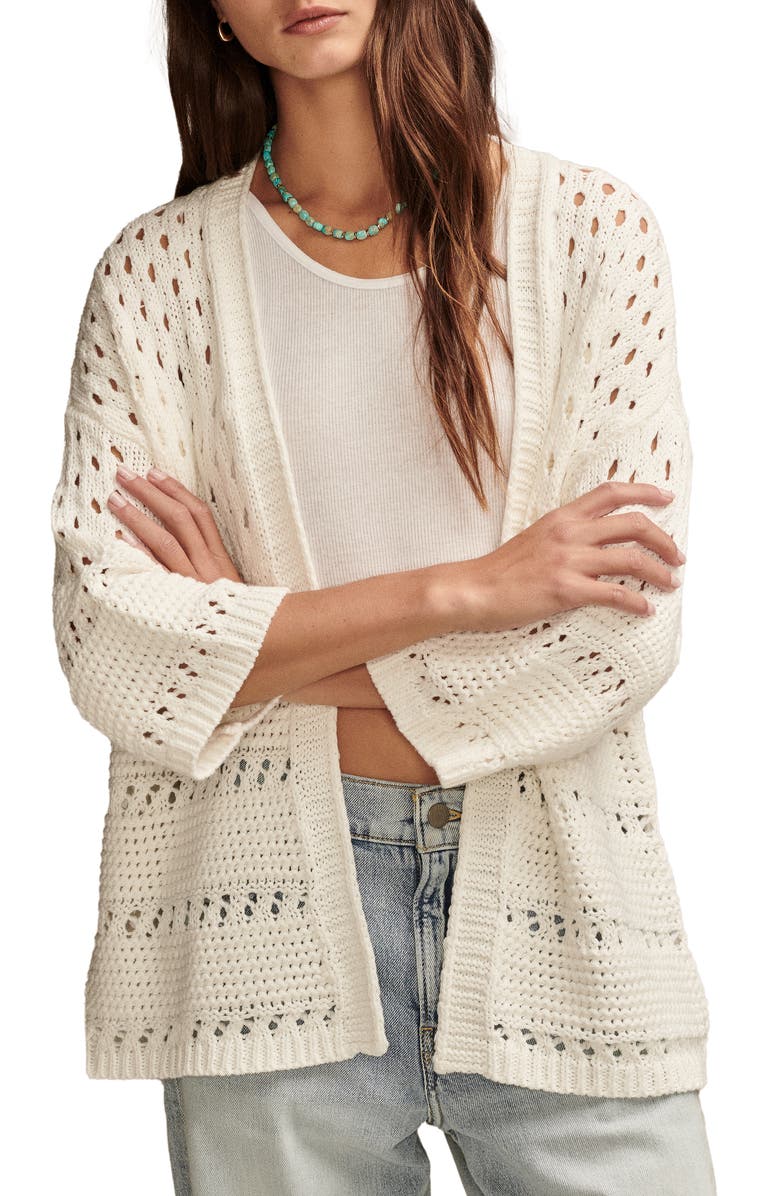 Lucky Brand Open Stitch Swing Cardigan, Main, color, 