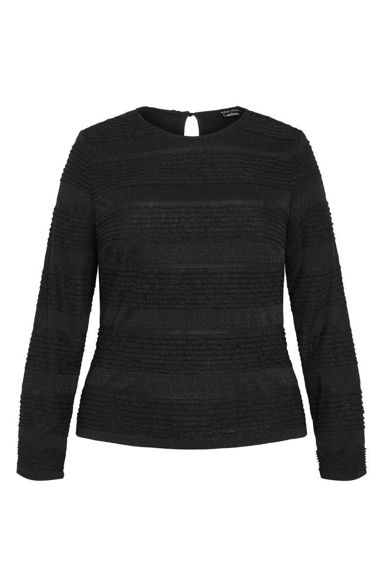 City Chic Amira Textured Long Sleeve Top, Alternate, color, Black
