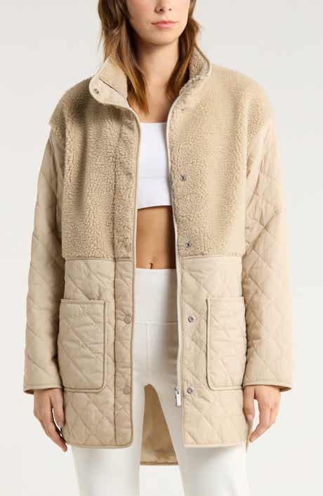 Zella Faux Shearling Hybrid Quilted Long Jacket