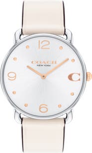 COACH Elliot Leather Strap Watch, 36mm