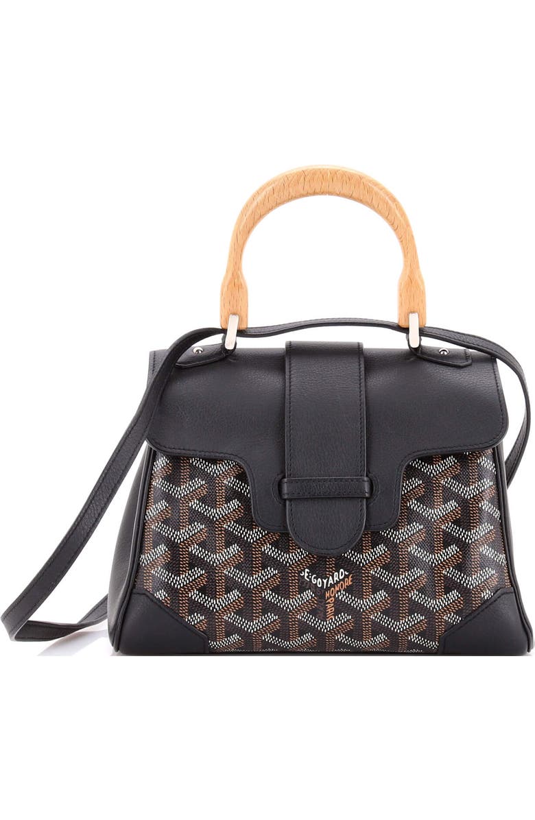 Pre-Owned Goyard Saigon Top Handle Bag Coated Canvas with Leather Mini, Main, color, Black