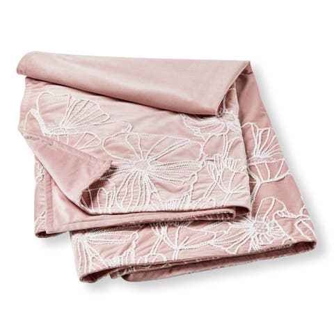 Poppy Embroider Velvet Reversible Throw