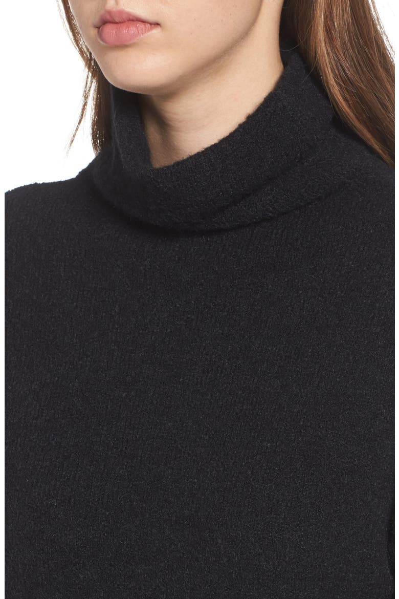 Bouclé Turtleneck Tunic Sweater, Alternate, color, BLACK