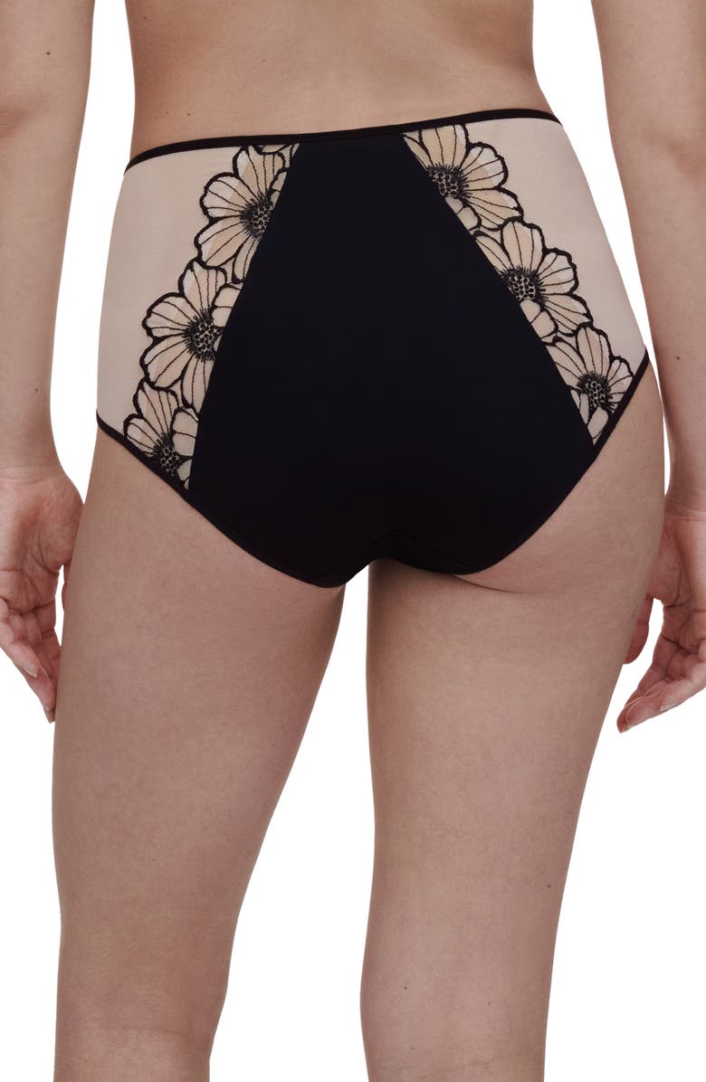 CHANTELLE PULP Embroidered High Waist Briefs, Alternate, color, Black/ Rose