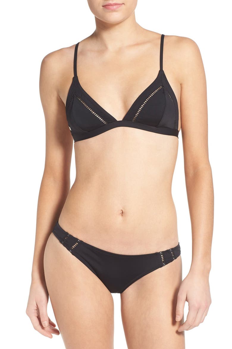 Ruched Bikini Bottoms, Alternate, color, BLACK