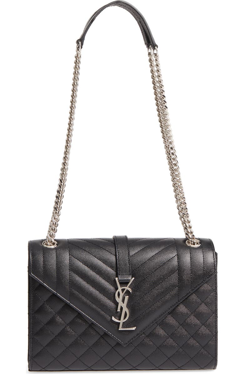 Saint Laurent Medium Envelope Calfskin Shoulder Bag, Main, color,