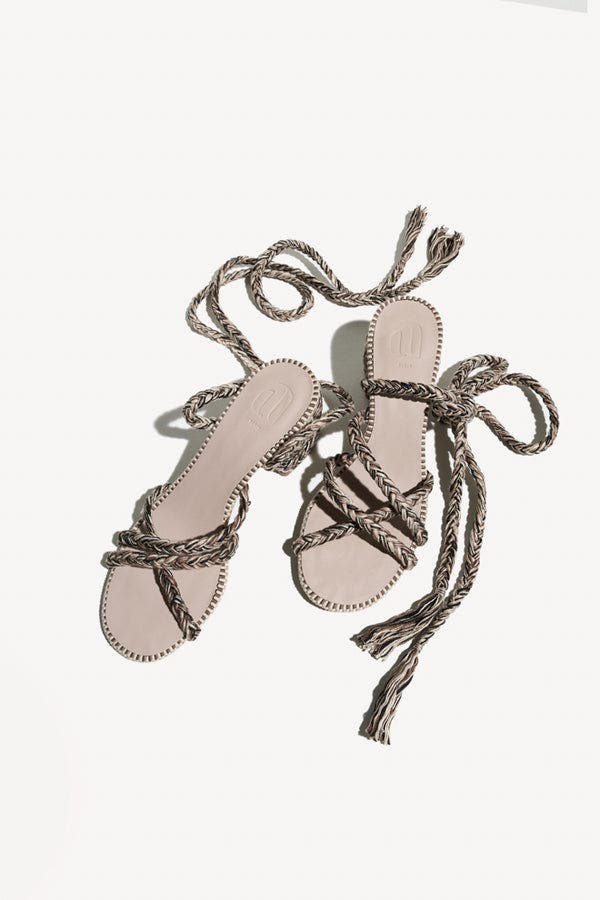 Amambaih Isabel Strappy Cotton Sandals, Alternate, color, Sand