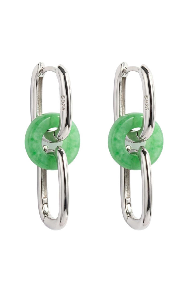 seree Della Convertible link small silver jade earrings, Main, color, Bright Green