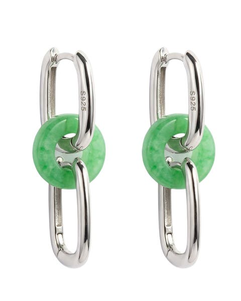 Della Convertible link small silver jade earrings