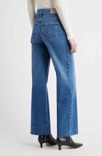 Anessa High Waist Raw Hem Wide Leg Jeans