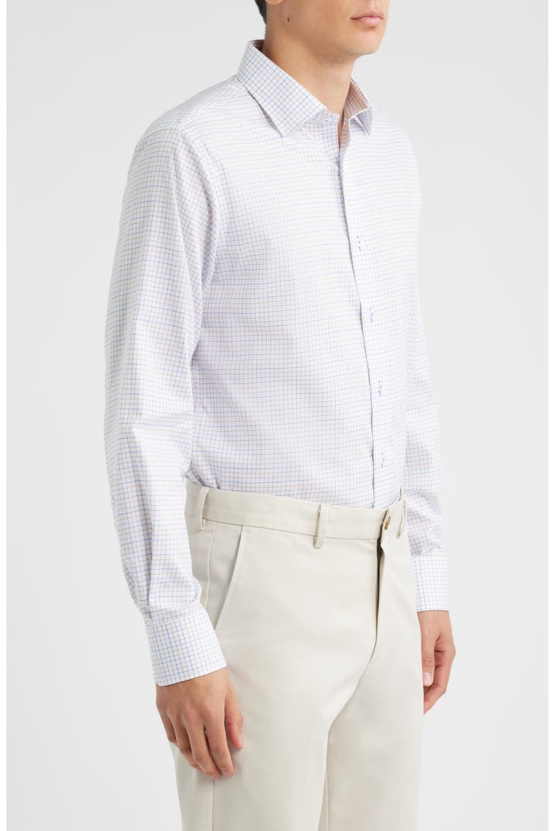 Trim Fit Tattersall Check Cotton Twill Dress Shirt, Alternate, color, WHITE