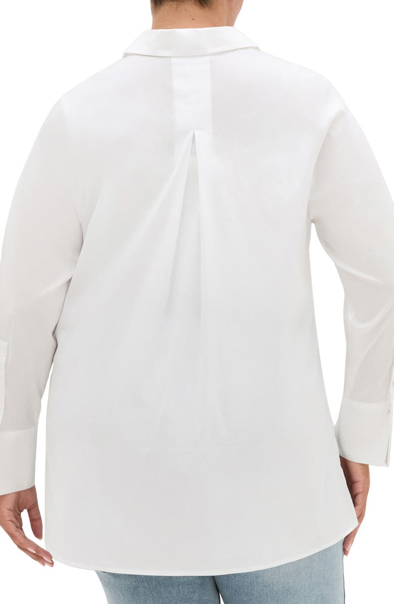 City Chic Elevated Stretch Woven Button-Up Shirt, Alternate, color, White