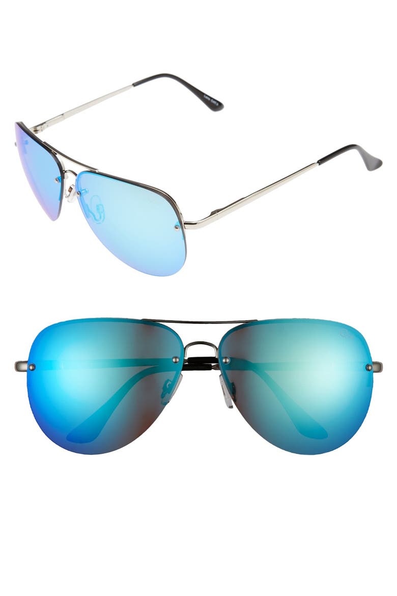 Australia 'Muse' 65mm Mirrored Aviator Sunglasses, Main, color, SILVER/ BLUE