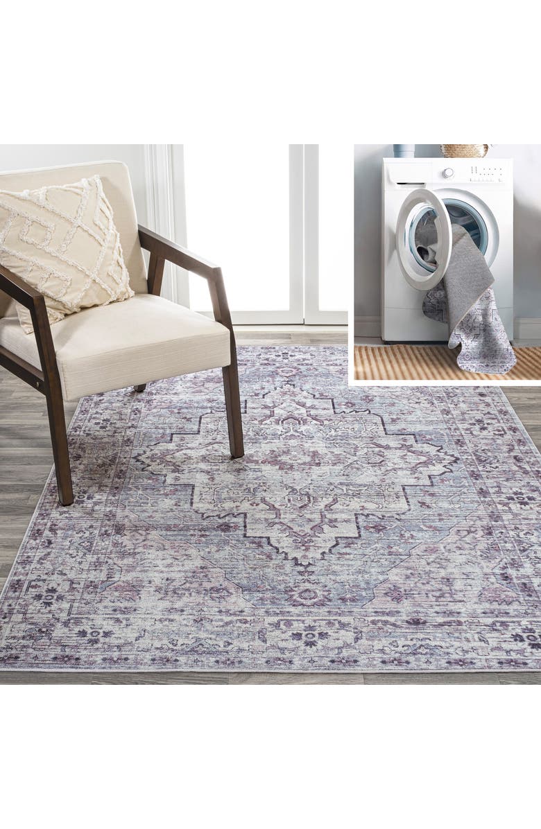 JONATHAN Y Didim Boho Medallion Machine-Washable Area Rug, Main, color, Gray/Purple