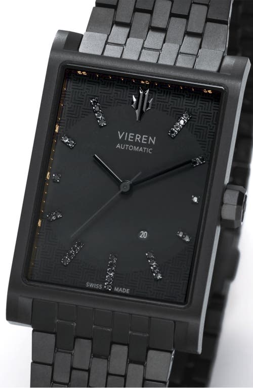 Vieren Black Diamond Swiss Automatic Watch In Black