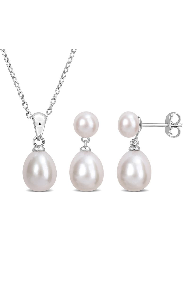 DELMAR 5.5-6mm Cultured Freshwater Pearl Pendant Necklace & Earrings Set, Main, color, 