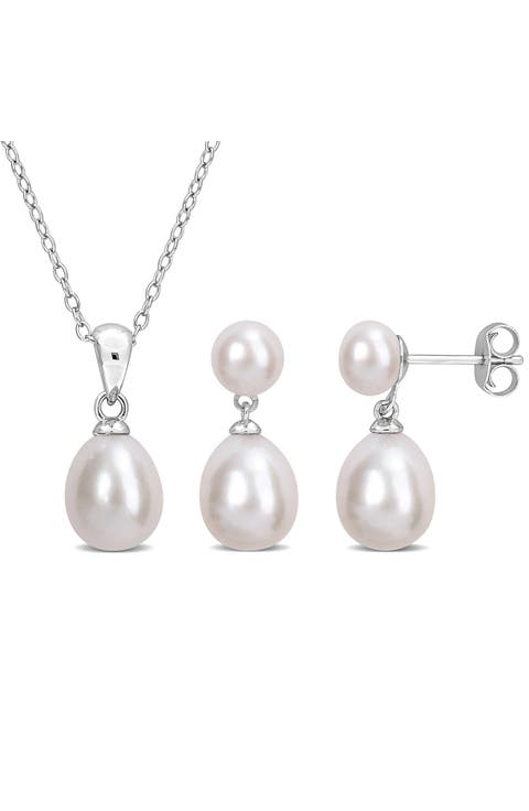 5.5-6mm Cultured Freshwater Pearl Pendant Necklace & Earrings Set