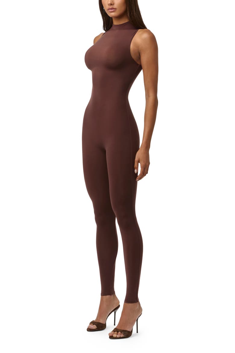 Mock Neck Jumpsuit, Alternate, color, CHOCOLATE