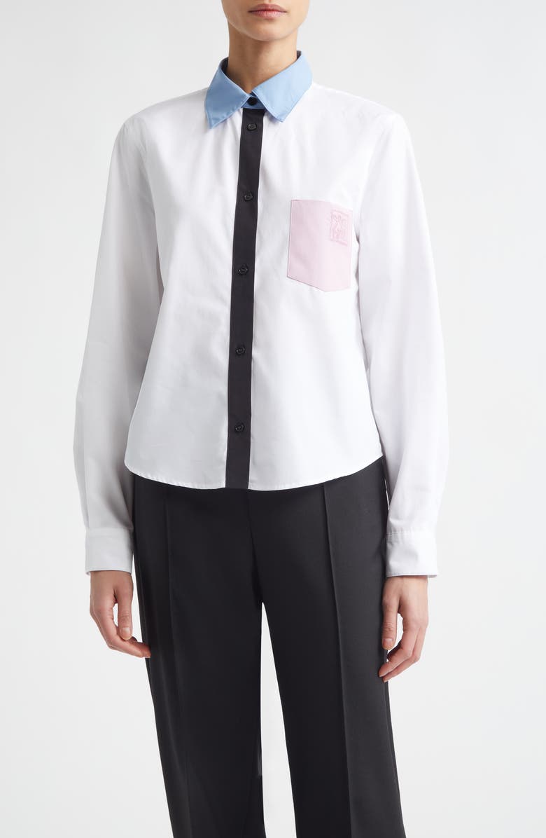 Marni Embroidered Pocket Button-Up Baby Shirt, Main, color, 00W01lily White
