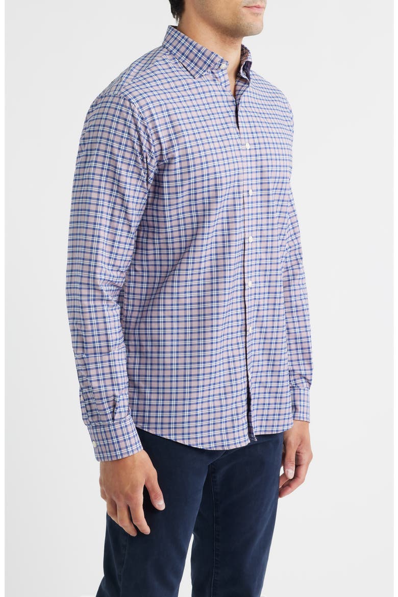 Mayes Plaid Nylon Blend Button-Down Shirt, Alternate, color, MALIBU RED