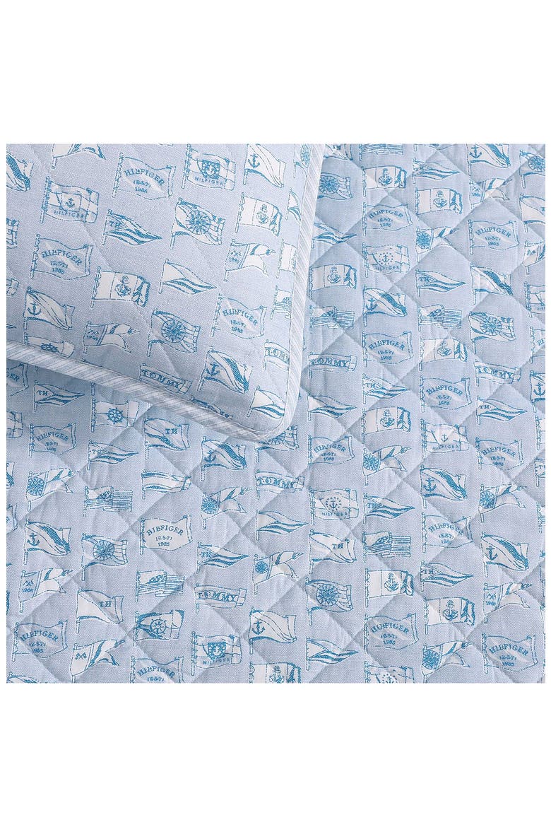 Boating Flags Comforter & Shams Set, Alternate, color, SOFT BLUE/ WHITE