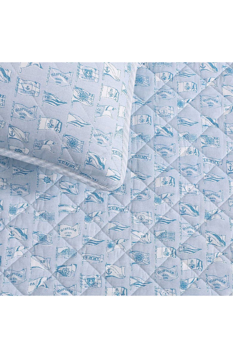 Tommy Hilfiger Boating Flags Comforter & Shams Set, Alternate, color, Soft Blue/ White