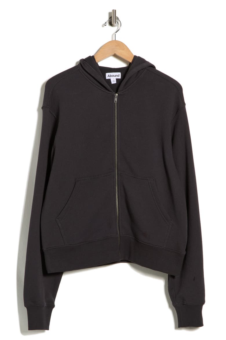 Crop Full Zip Hoodie, Alternate, color, BLACK FADED