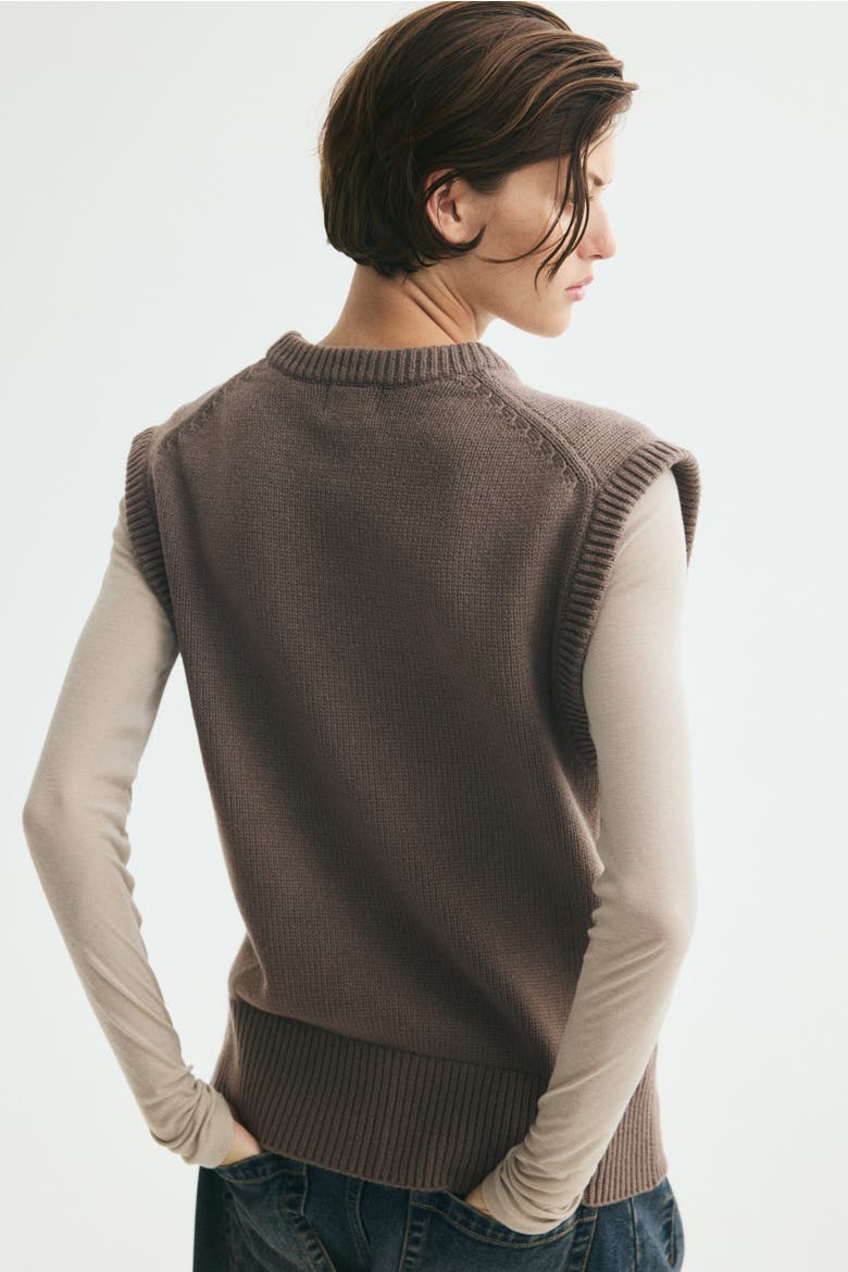 Knit Sweater Vest, Alternate, color, Dark taupe