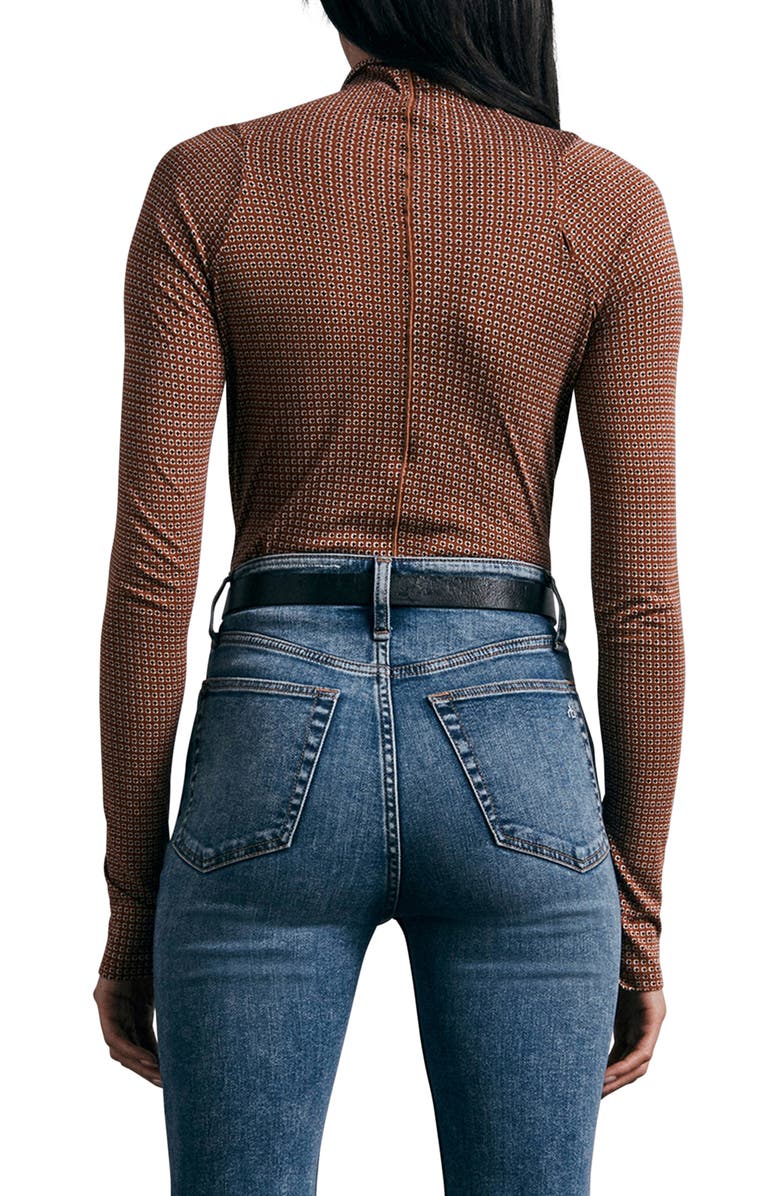 rag & bone Shaw Geo Print Paneled Funnel Neck Top, Alternate, color, Brwnmlt