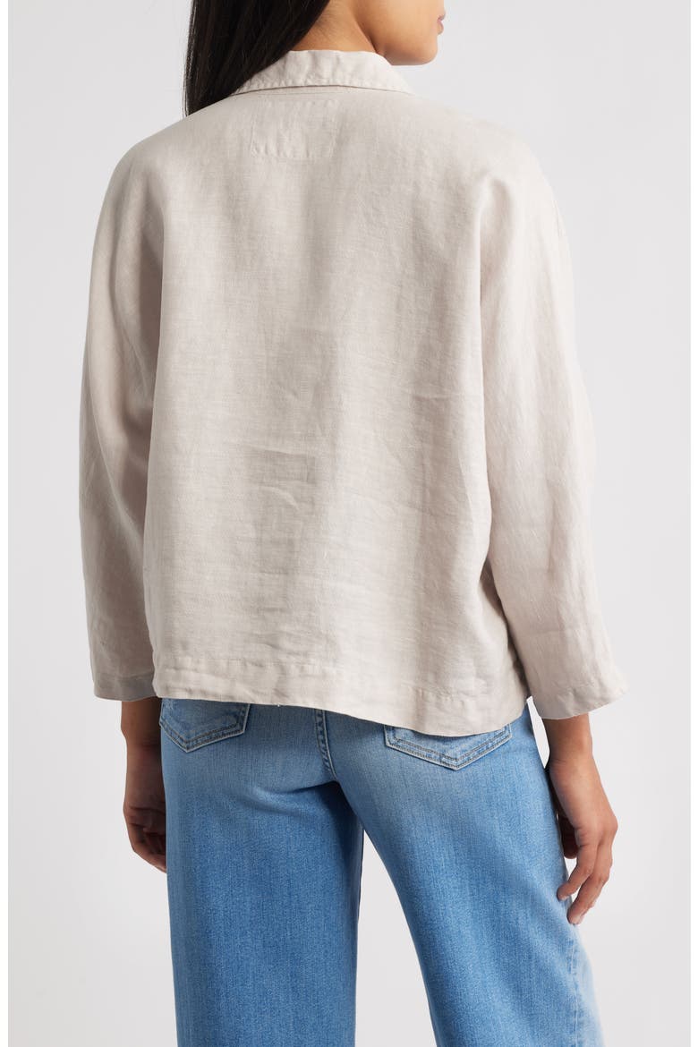 Gabi Crop Linen Popover Shirt, Alternate, color, SAND