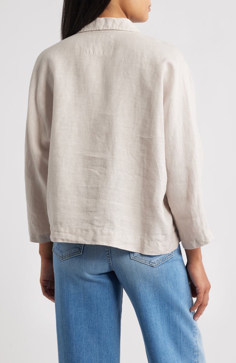 Frank & Eileen Gabi Crop Linen Popover Shirt, Alternate, color, Sand