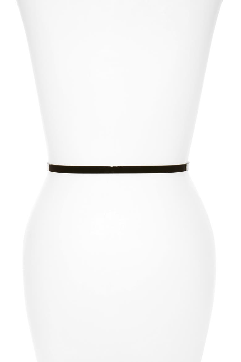 Halogen Patent Bow Belt, Alternate, color, BLACK