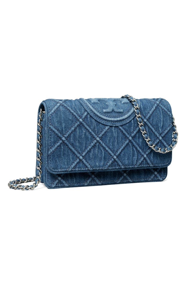 Tory Burch Fleming Denim Crossbody, Alternate, color, Denim