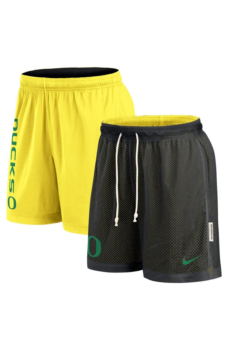 Nike Men's Nike Black/Yellow Oregon Ducks Courtside Standard Issue Dri-FIT Reversible Shorts, Main, color, Black