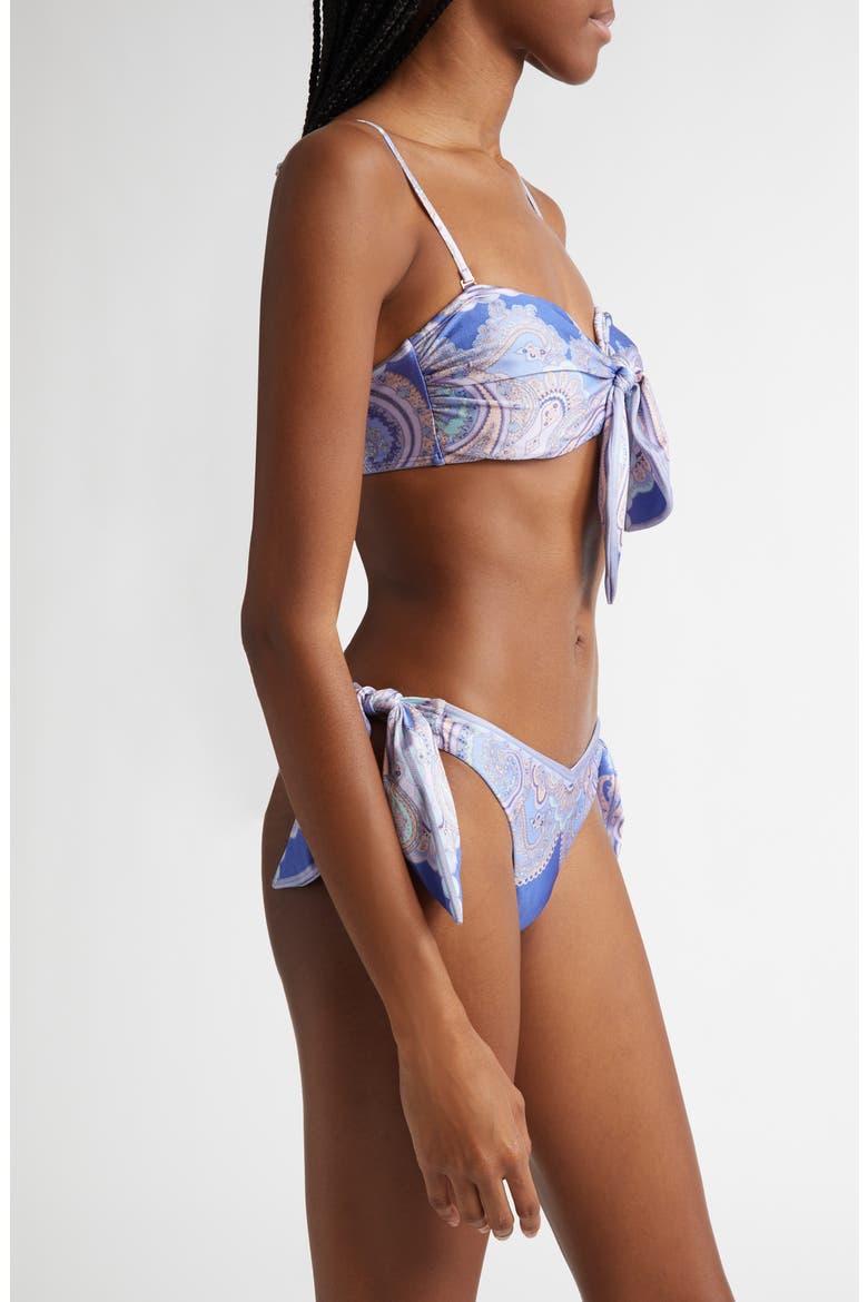 Maxine Tie Detail Two-Piece Swimsuit, Alternate, color, CORNFLOWER PAISLEY