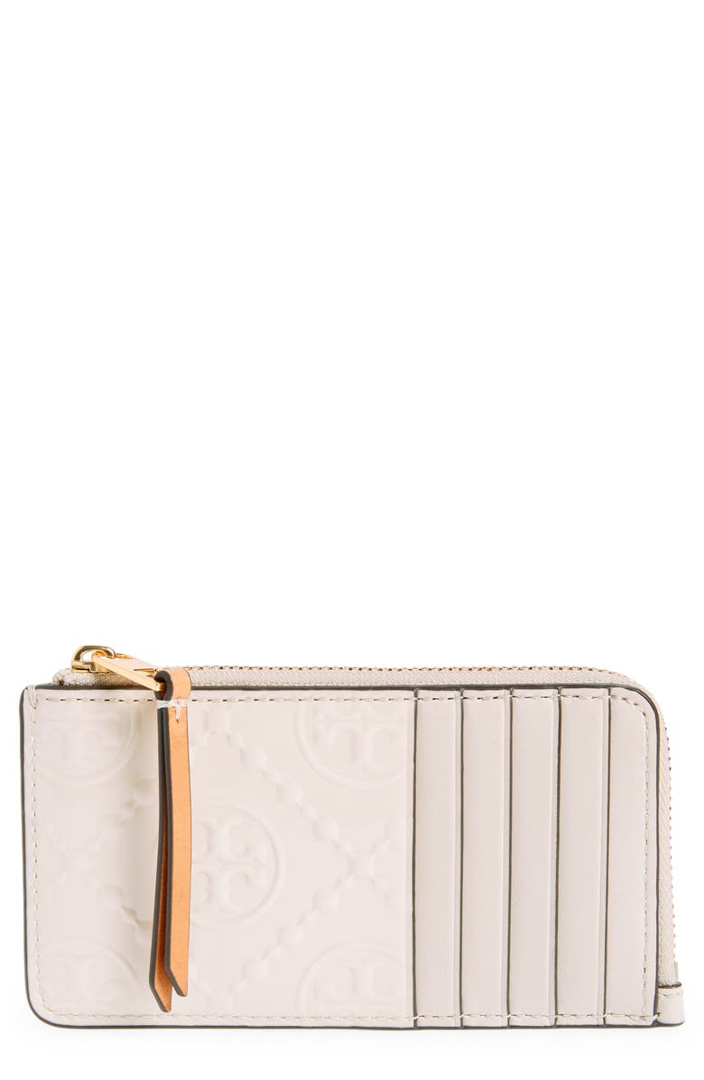Tory Burch T-Monogram Embossed Zip Wallet, Main, color, 