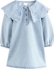 NEXT Kids' Embroidered Collar Denim Dress