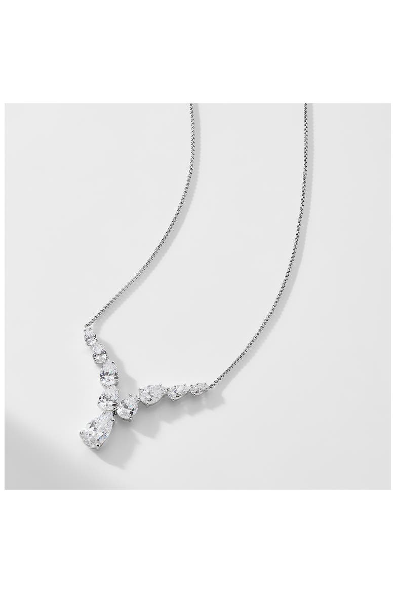 Shine On Pear Cubic Zirconia Pendant Necklace, Alternate, color, RHODIUM