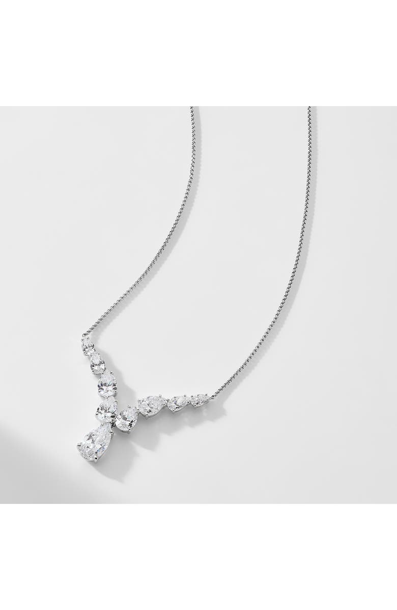 Nadri Shine On Pear Cubic Zirconia Pendant Necklace, Alternate, color, Rhodium
