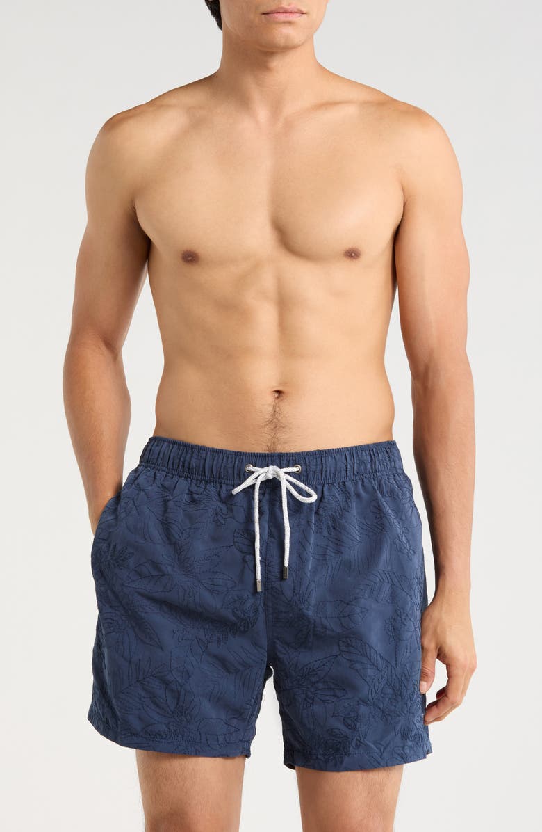 Vintage Summer Endless Embroidered Volley Swim Shorts, Main, color, Navy