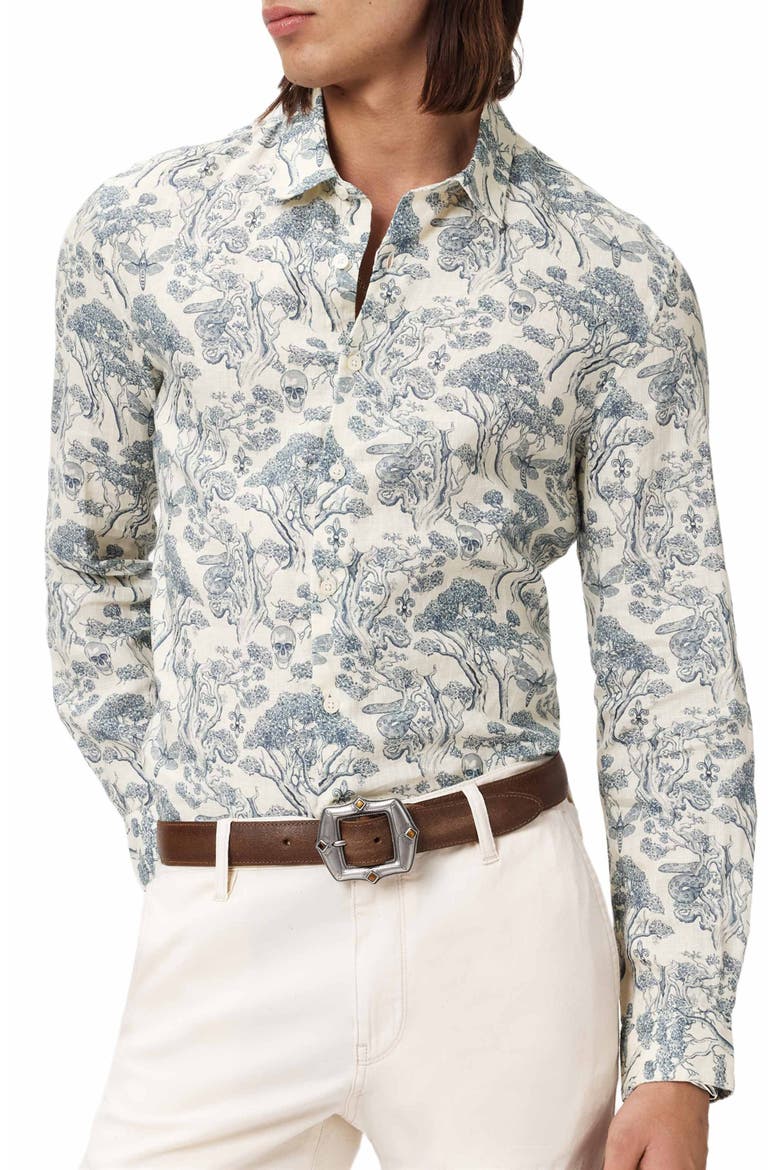 Ross Slim Fit Linen Button-Up Shirt, Alternate, color, IVORY