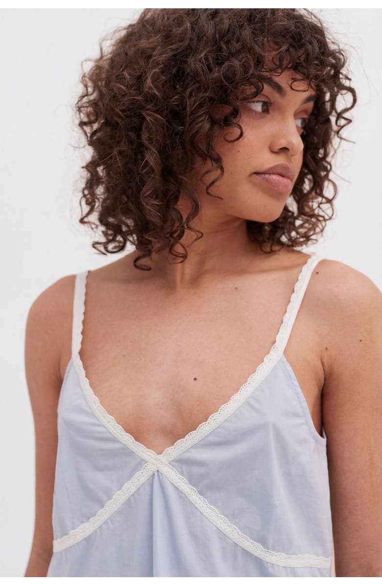 Desmond & Dempsey Cami Top & Lounge Wide Leg Trouser Set, Alternate, color, Plain Poplin Blue